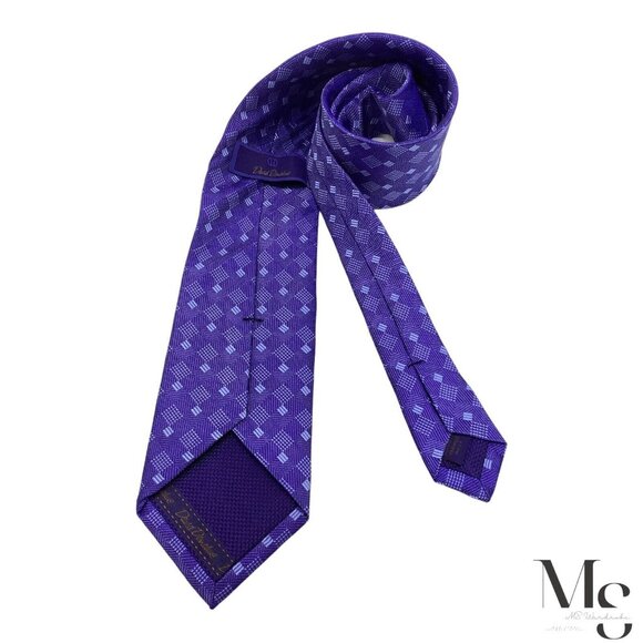 DAVID DONAHUE Blue Geometric Luxury Silk Tie Hand Made In USAW: 3.25